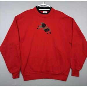 Vintage Jerzees Rose Embroidered Pullover Sweatshirt Womens Medium Sweater 90s